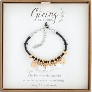 DEMDACO Heart Giving Bracelet Black,Gold, Silver NEW